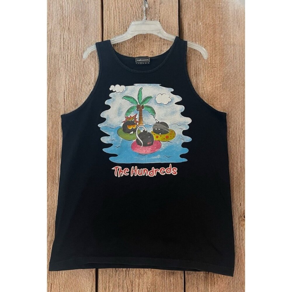 The Hundreds Adam Bomb Black L Sleeveless  Graphic Tank Tshirt Tropical Island